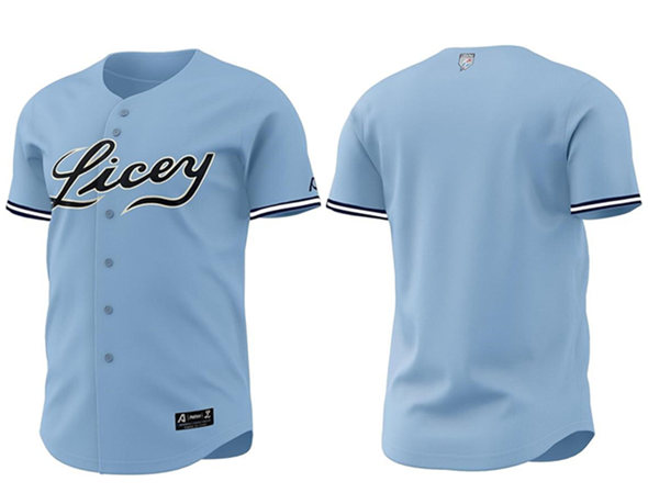 Men's Blue Tigres del Licey Full Button Stitched Baseball Jersey